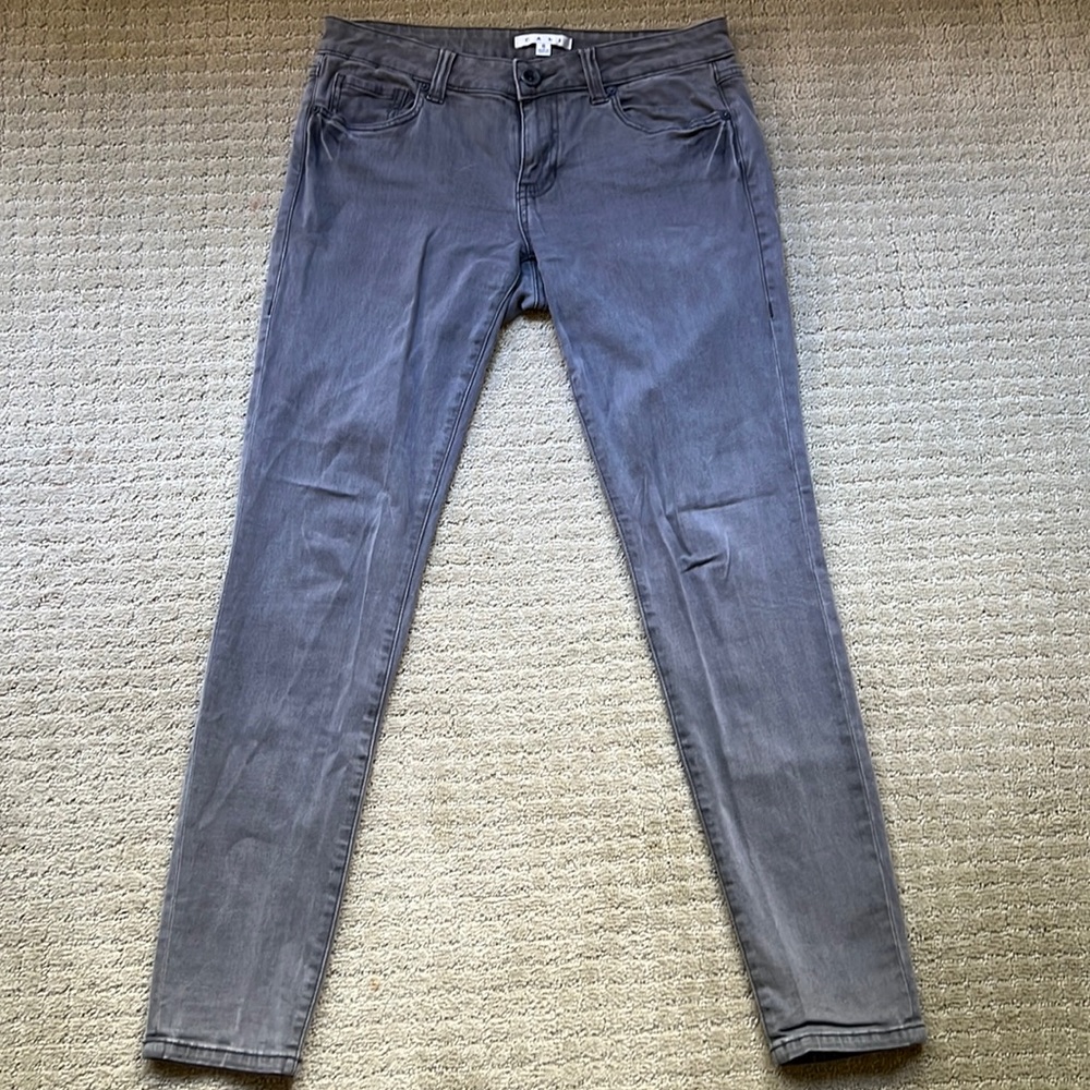Cabi grey mis rise straight leg jeans